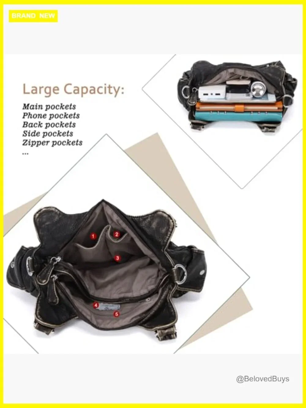 Soft PU Leather Hobo Shoulder Crossbody Bag Handbag Purse Tote